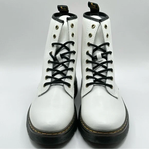 Unisex Dr. Martens Zavala White Leather Combat Boot Women’s Size 11=Men 10 New - Picture 2 of 10